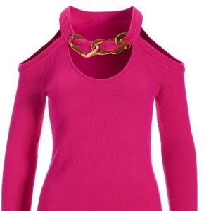 NWT Boston Proper pink chain cutout cold shoulder sweater